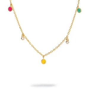 Rainbow Smiley Face Sterling Silver & Diamond Choker Necklace