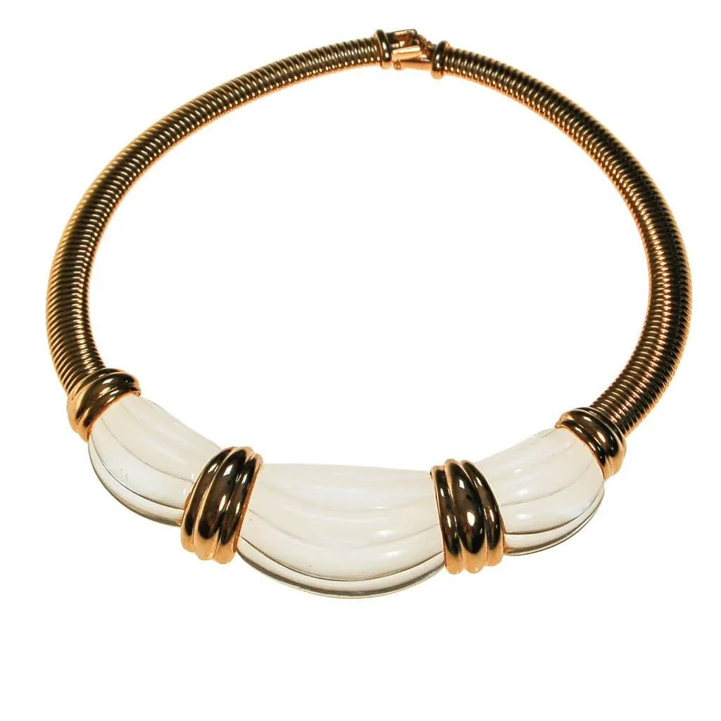 Rare Givenchy Couture Lucite and Gold Collar Necklace