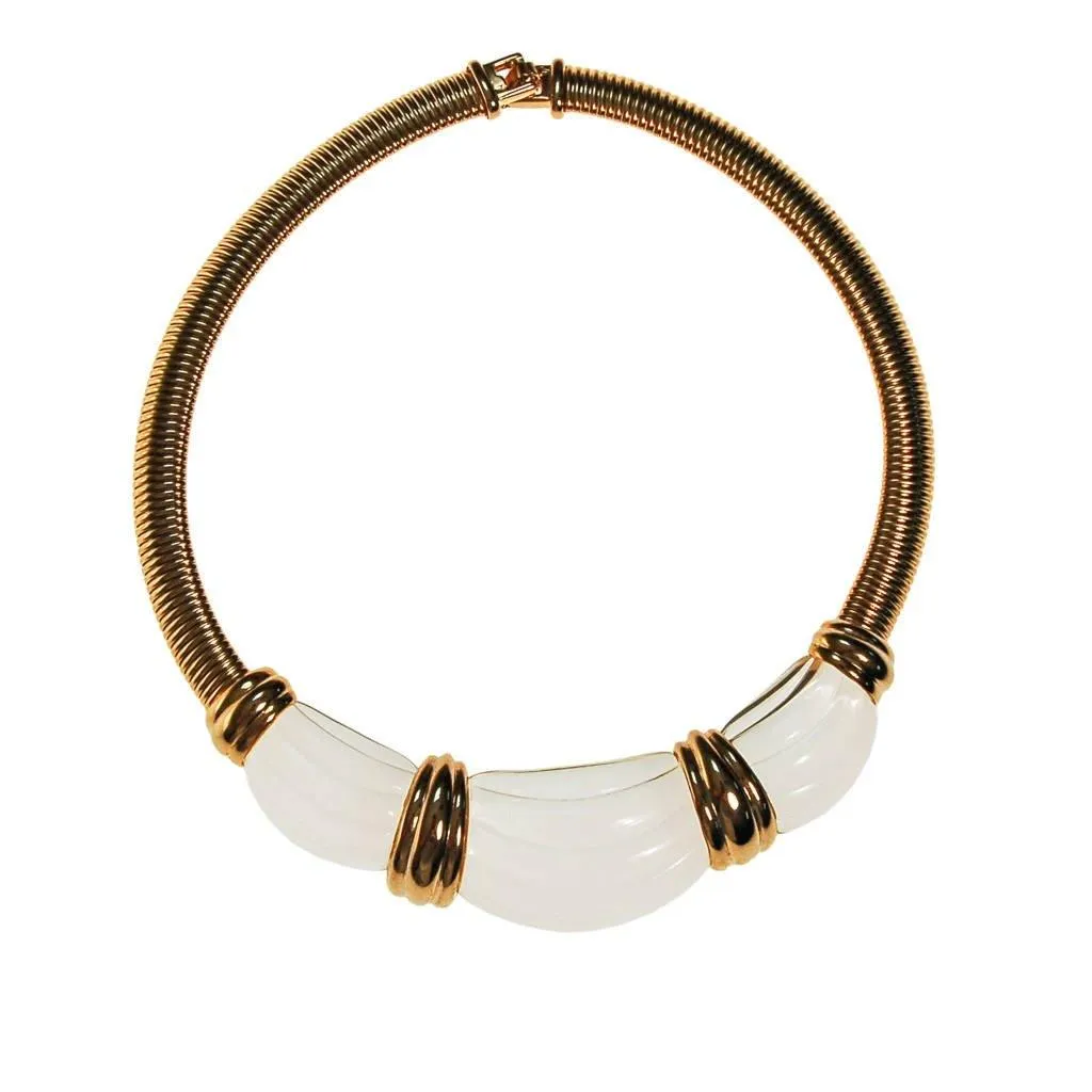 Rare Givenchy Couture Lucite and Gold Collar Necklace