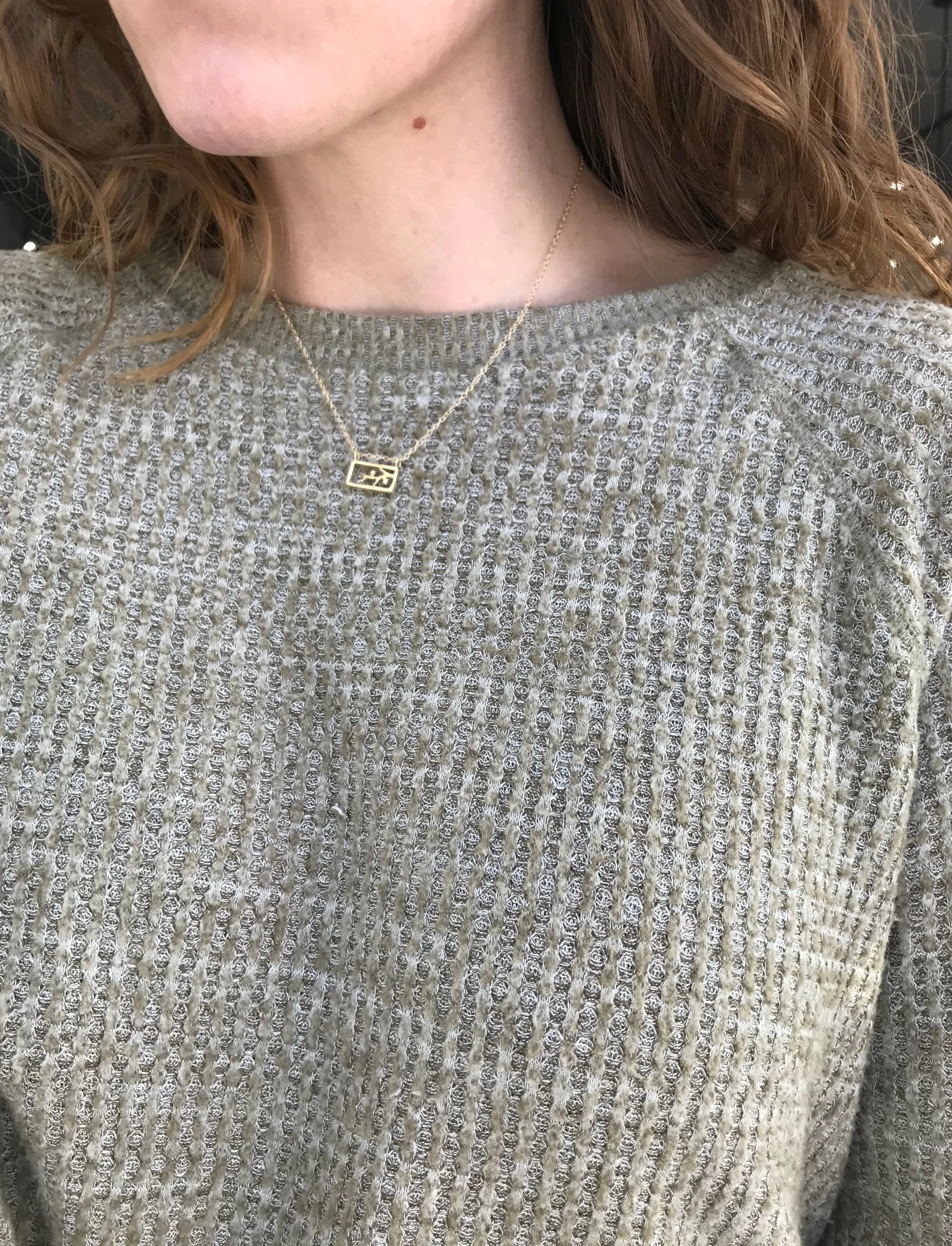 Rectangle Cherry Blossom Necklace