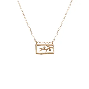 Rectangle Cherry Blossom Necklace