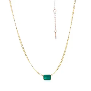 Rectangle Emerald Deep Bezel Pendant Necklace In 14K