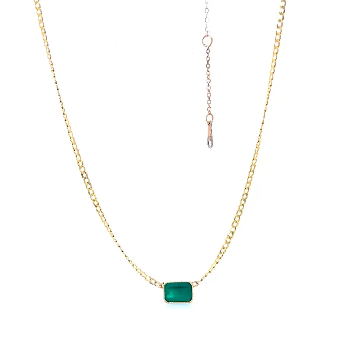 Rectangle Emerald Deep Bezel Pendant Necklace In 14K