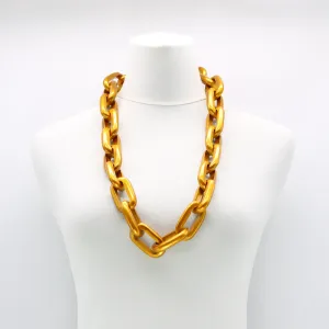 Recycled Wooden Chain Necklace in Yellow Gold 90cm