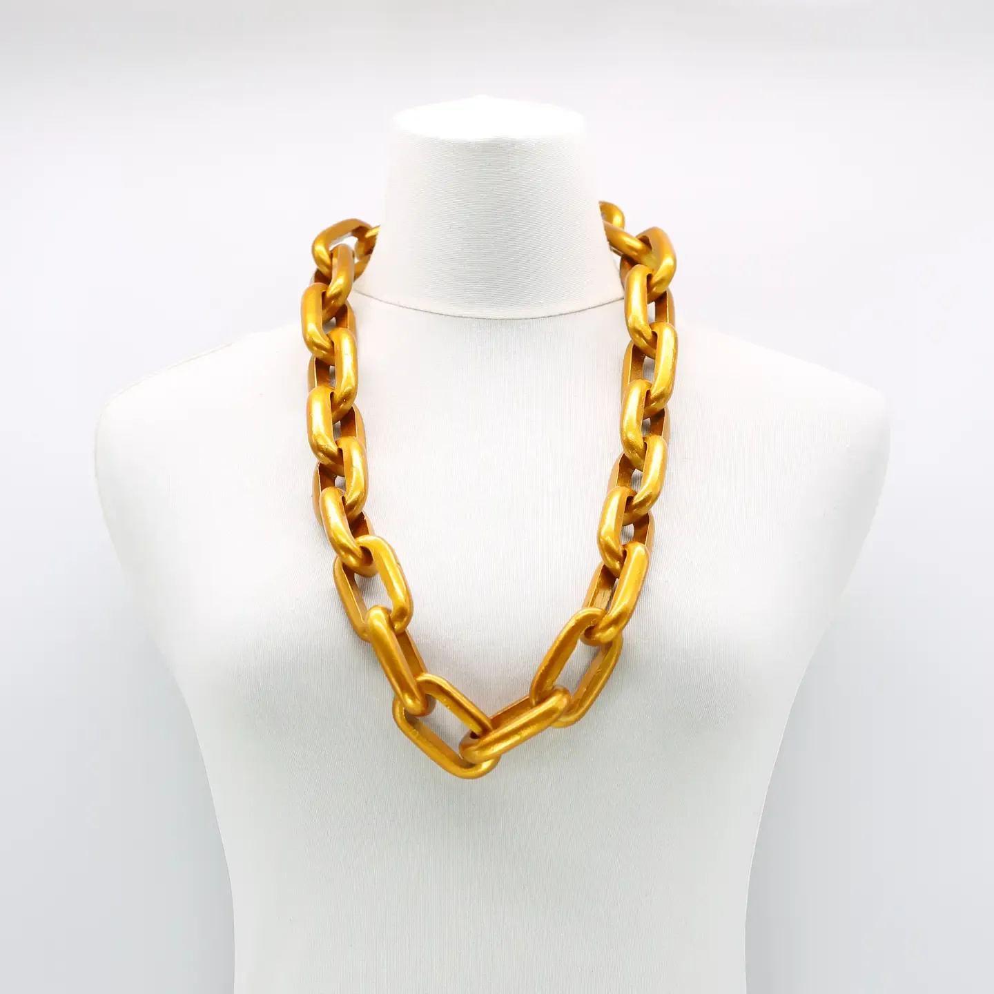 Recycled Wooden Chain Necklace in Yellow Gold 90cm