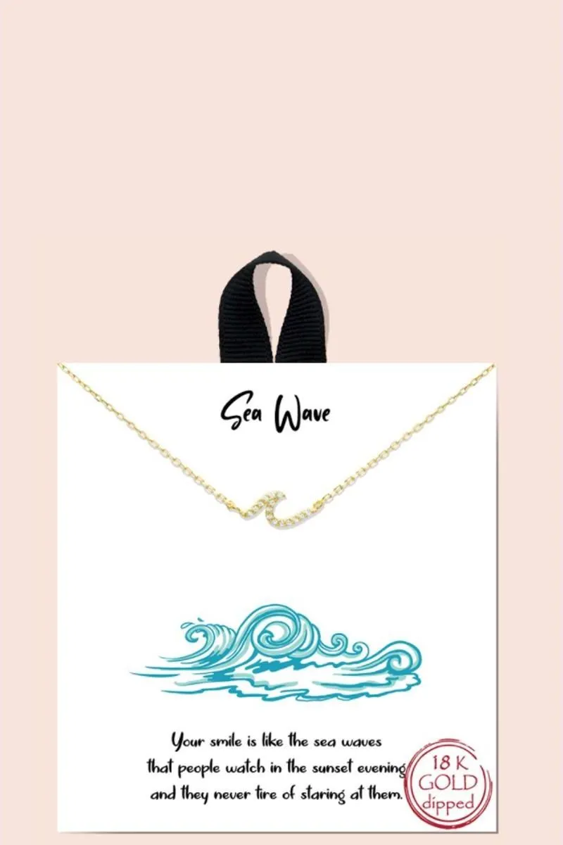 Rhodium Wave Stone Pendant