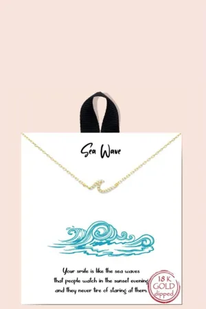 Rhodium Wave Stone Pendant