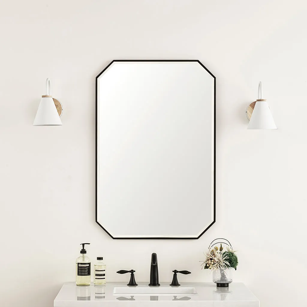 Rohe Octagonal Vanity Mirror - Wall Mount - 24" Brass/Glass/Matt Black