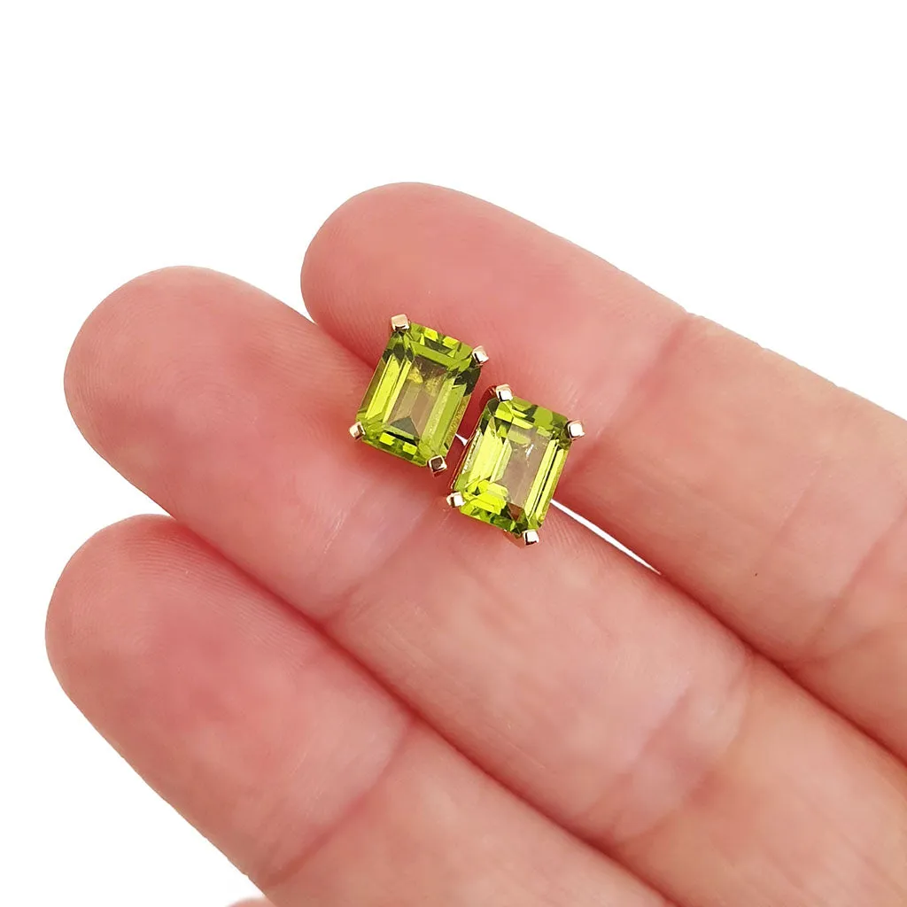 Rose Gold Peridot Octagonal Stud Earrings