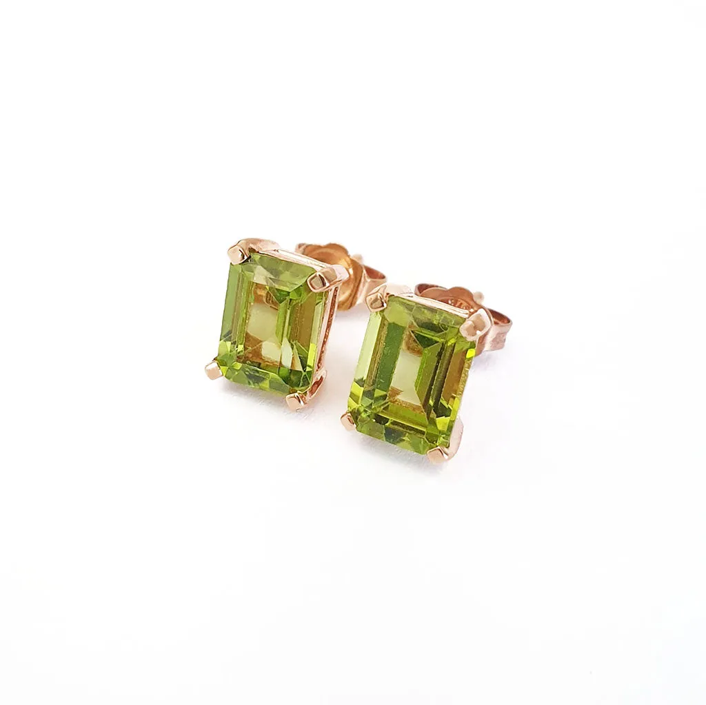 Rose Gold Peridot Octagonal Stud Earrings