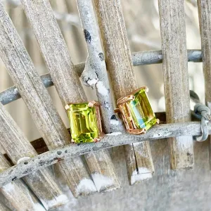 Rose Gold Peridot Octagonal Stud Earrings