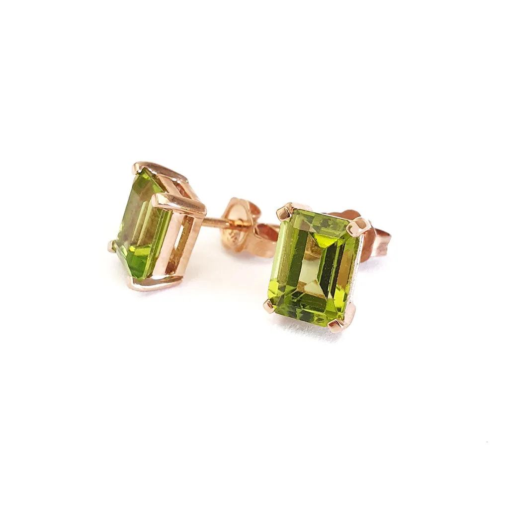 Rose Gold Peridot Octagonal Stud Earrings