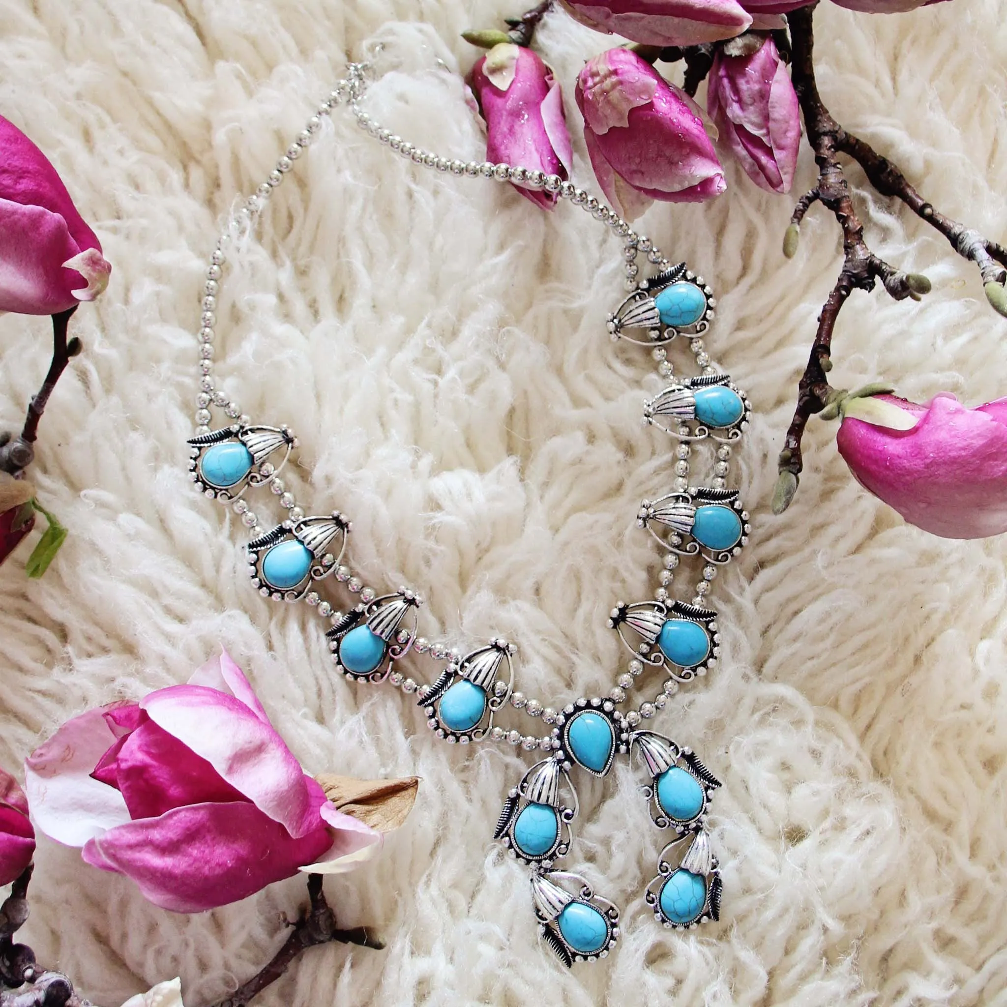 Sage Squash Blossom Necklace