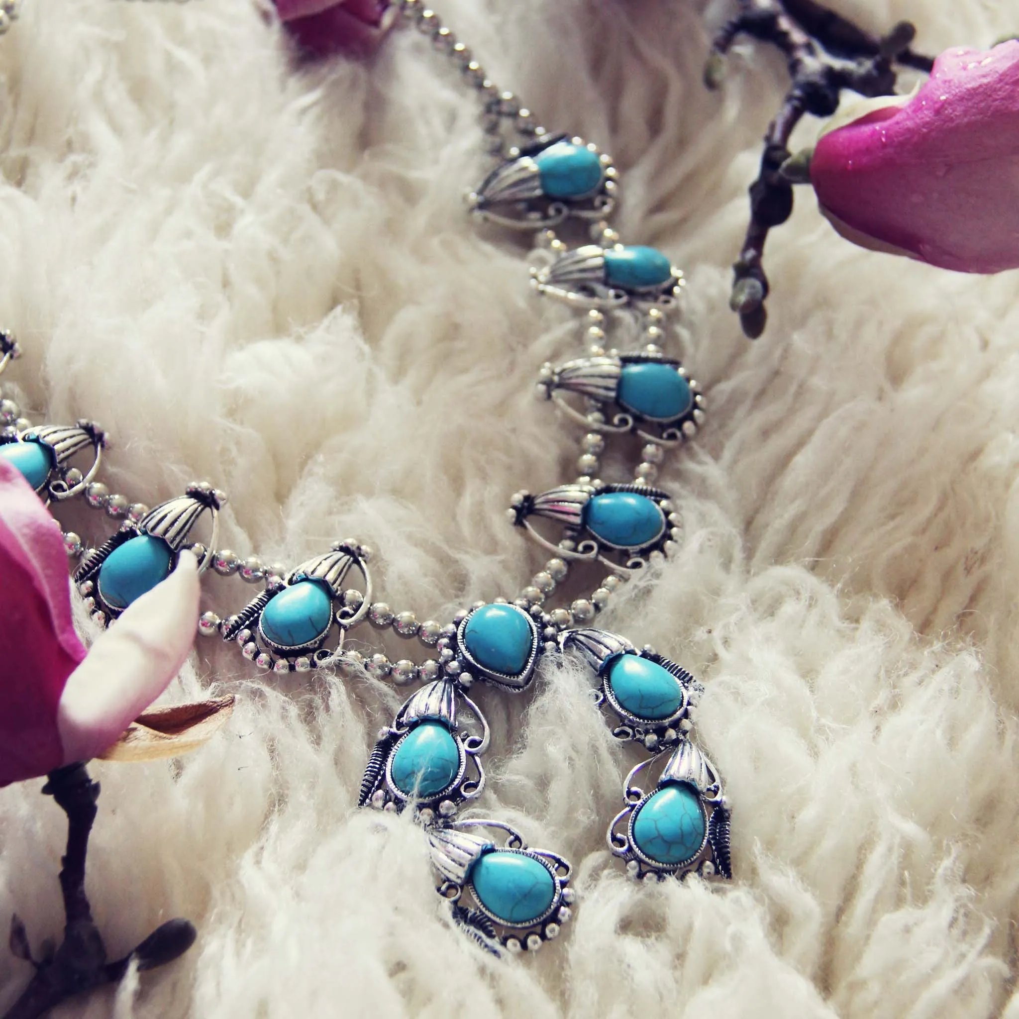 Sage Squash Blossom Necklace