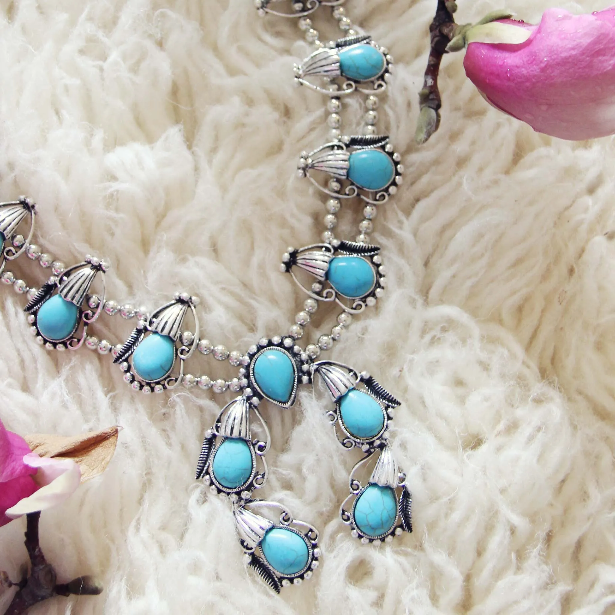 Sage Squash Blossom Necklace