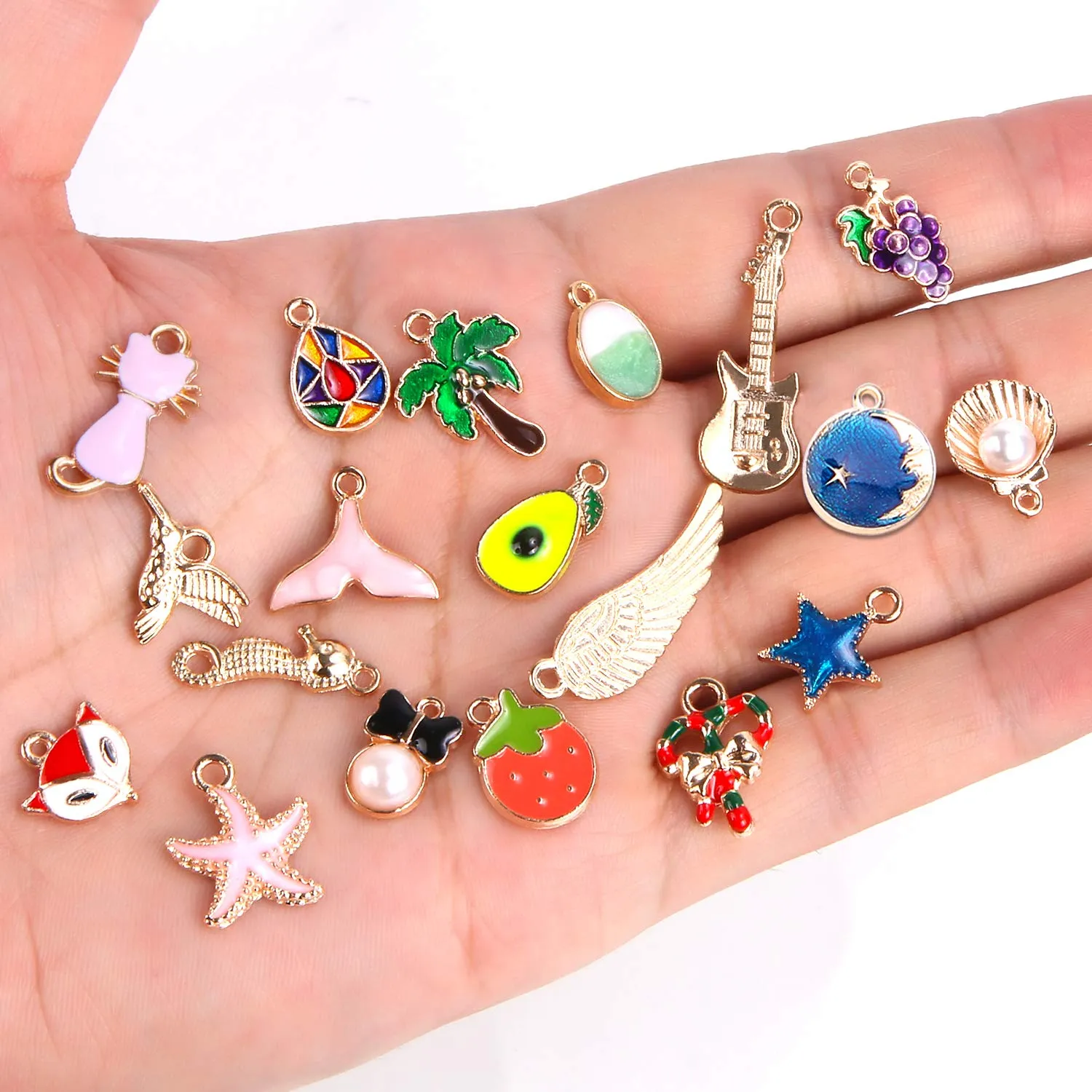 SANNIX 350Pcs Bracelet Charms Jewelry Making Charms Assorted Gold Plated Enamel Pendants for DIY Necklace Bracelet Earring Craft Supplies
