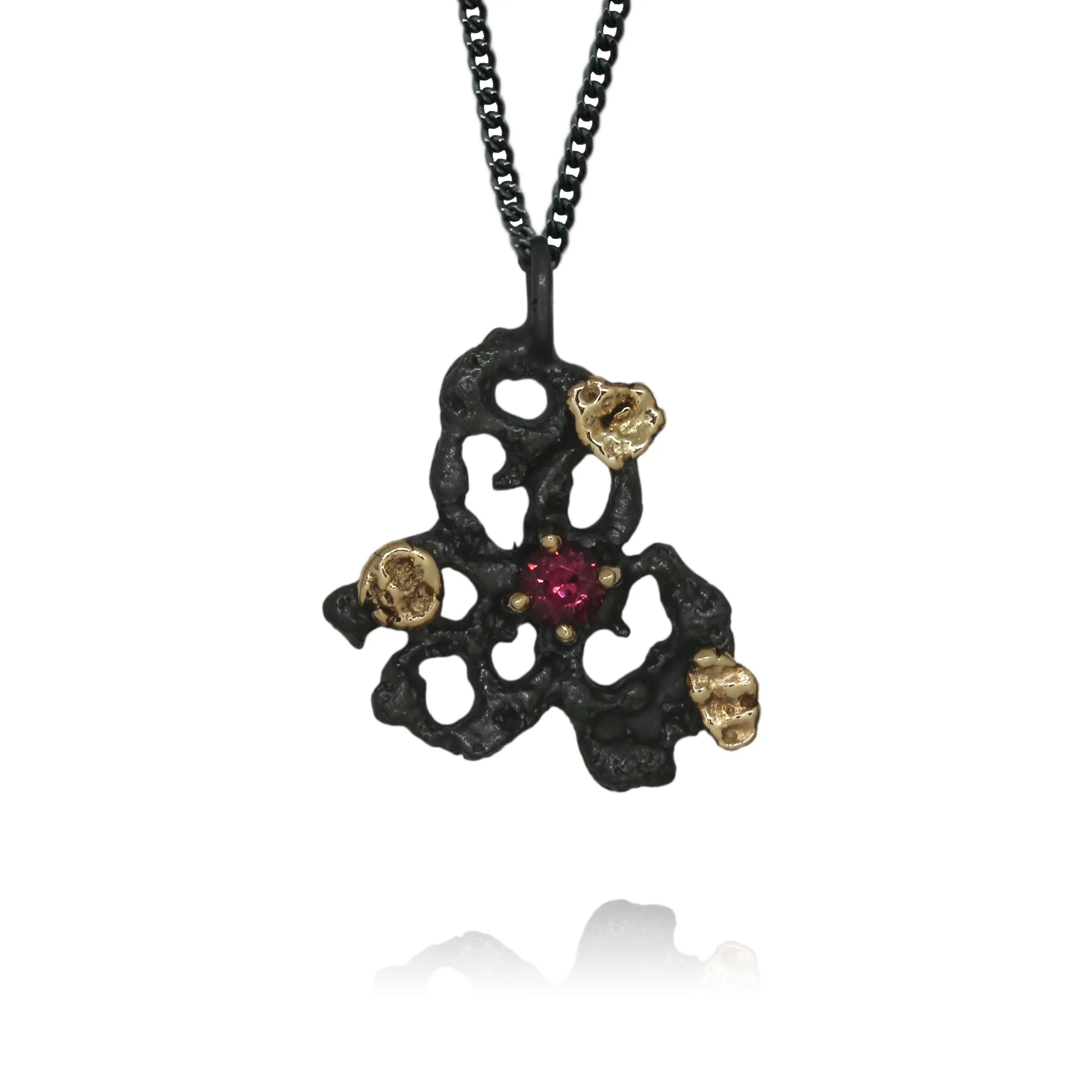 Scoria Necklace with Pink Tourmaline