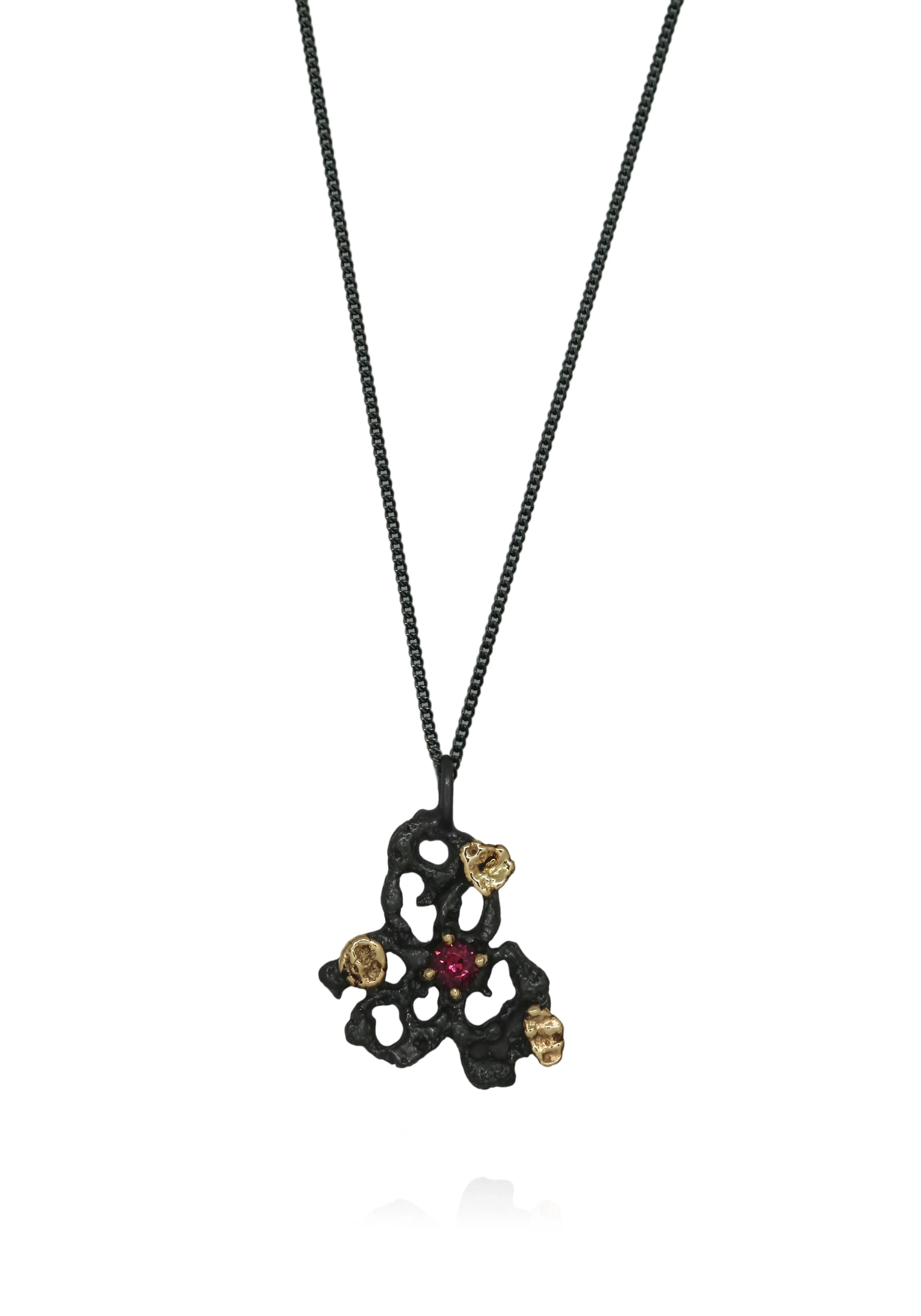 Scoria Necklace with Pink Tourmaline