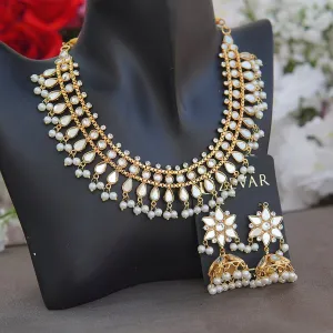 Sheesh Kundan Partywear Necklace Jhumki Set