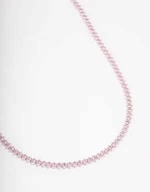 Silver Cubic Zirconia Mixed Marquise Snake Necklace