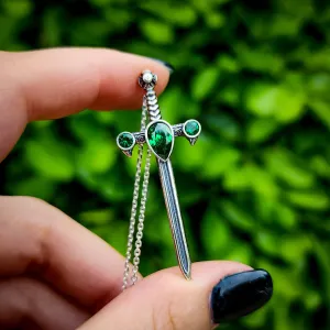 Silver Emerald Sword of the Spirit Necklace