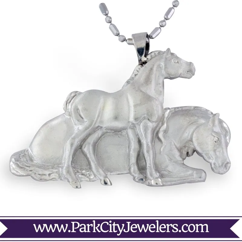 Silver Mare and Colt Necklace
