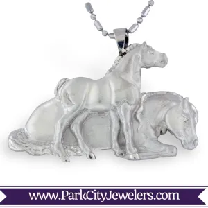 Silver Mare and Colt Necklace