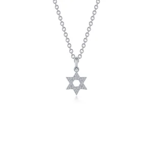 Silver Star of David Necklace .55 CTW