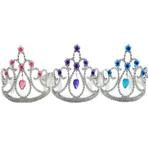 Silver Tiara With Flower And Heart Gem