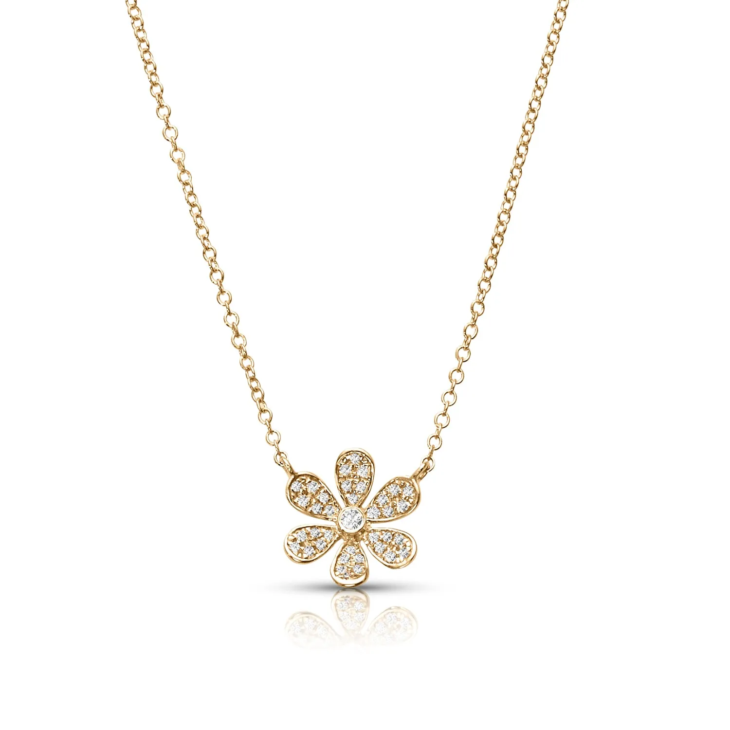 Six Petal Flower Diamond Necklace