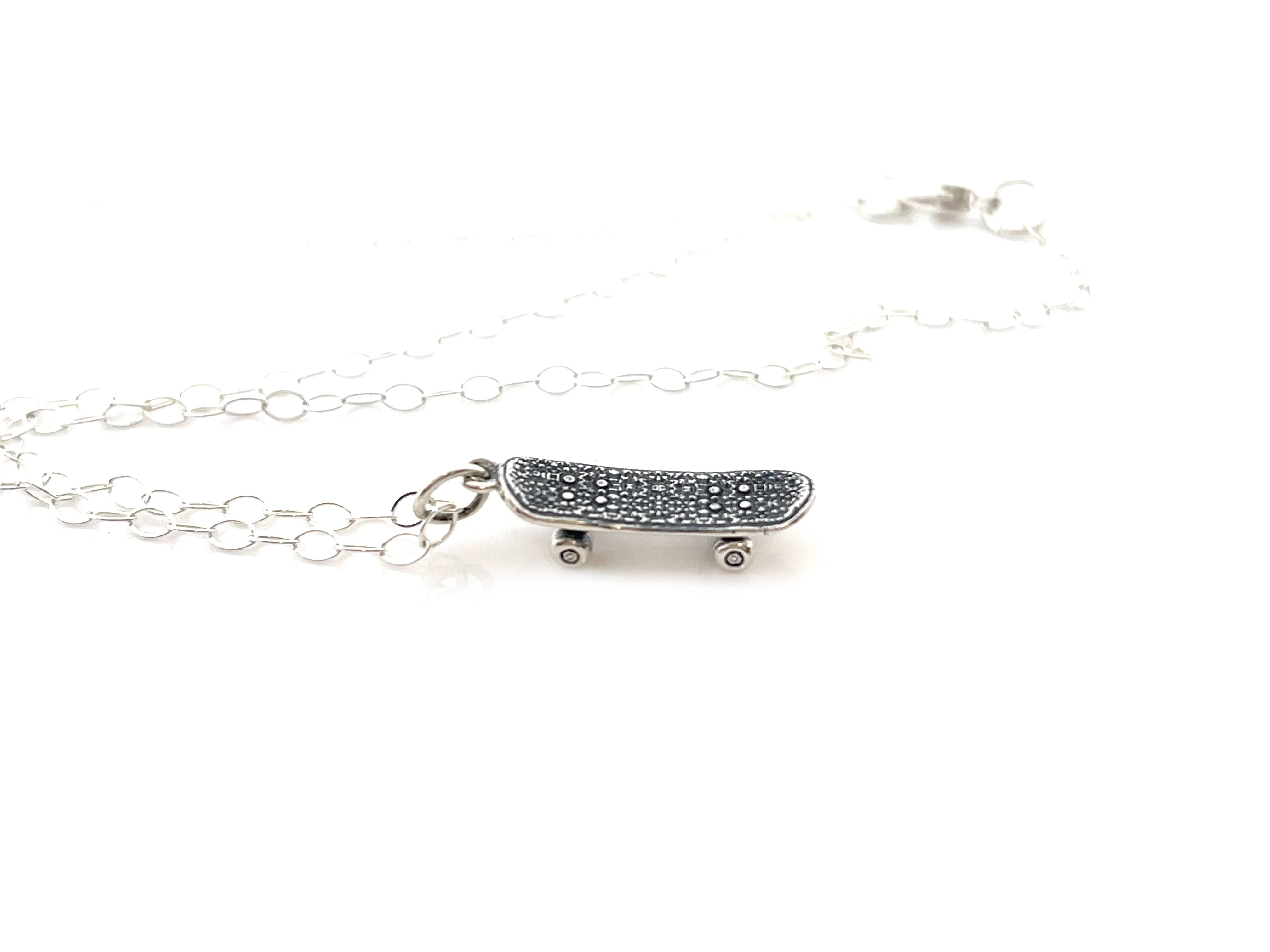 Skateboard Charm Sterling Silver Necklace