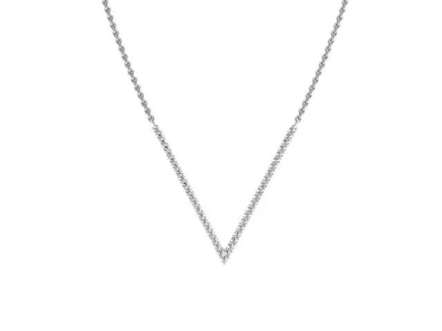 Slim Pave V Pendant Necklace