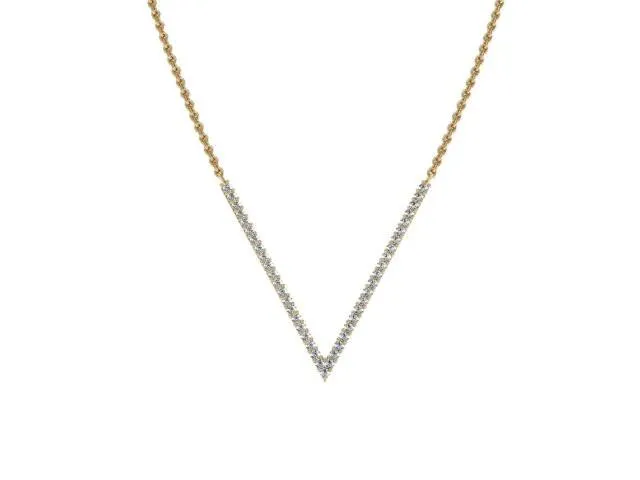 Slim Pave V Pendant Necklace