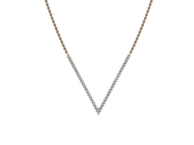 Slim Pave V Pendant Necklace