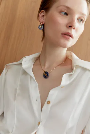 Sodalite Disc Pendant Necklace