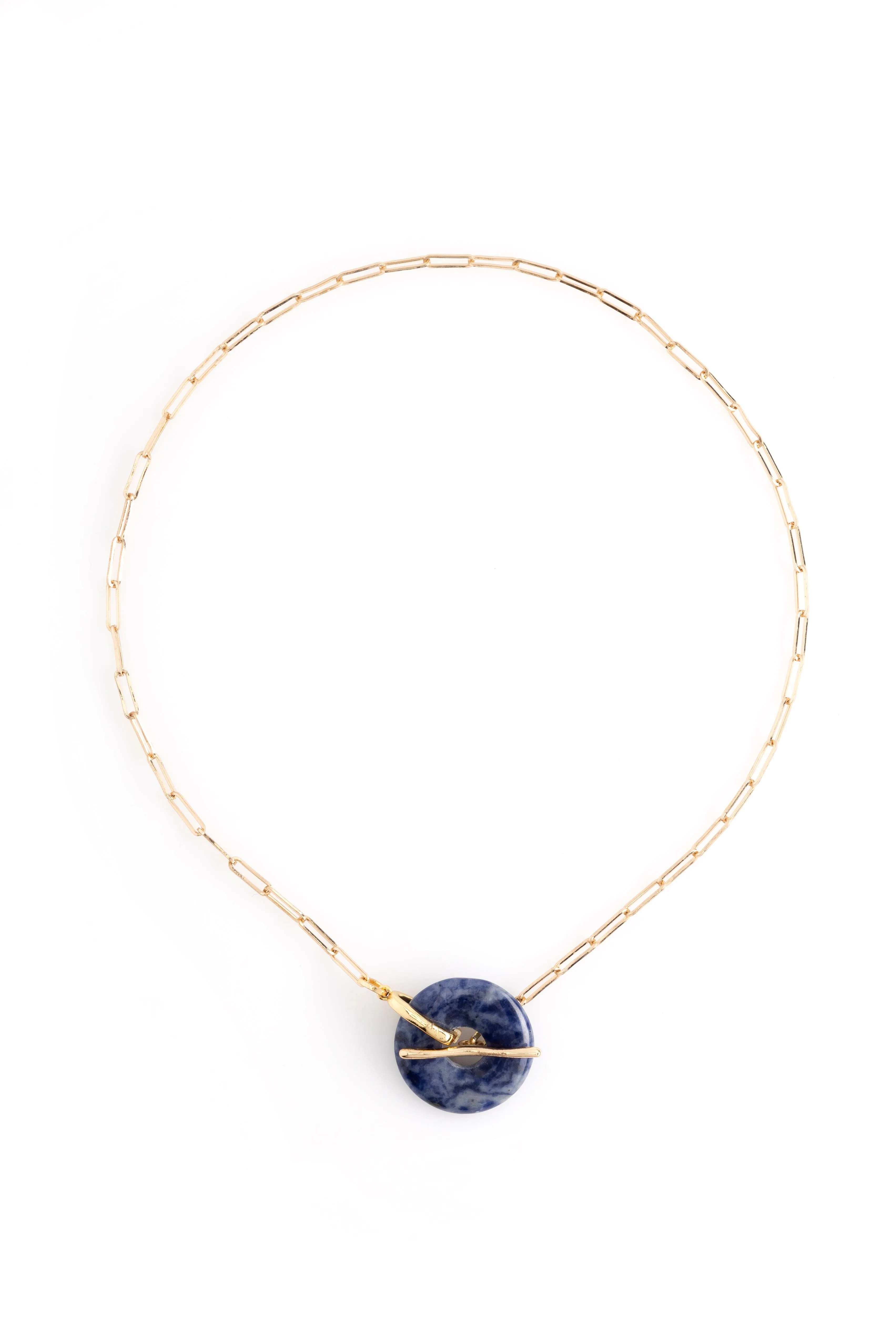 Sodalite Disc Pendant Necklace
