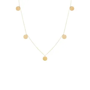 Solid Dangling Discs Necklace 14K