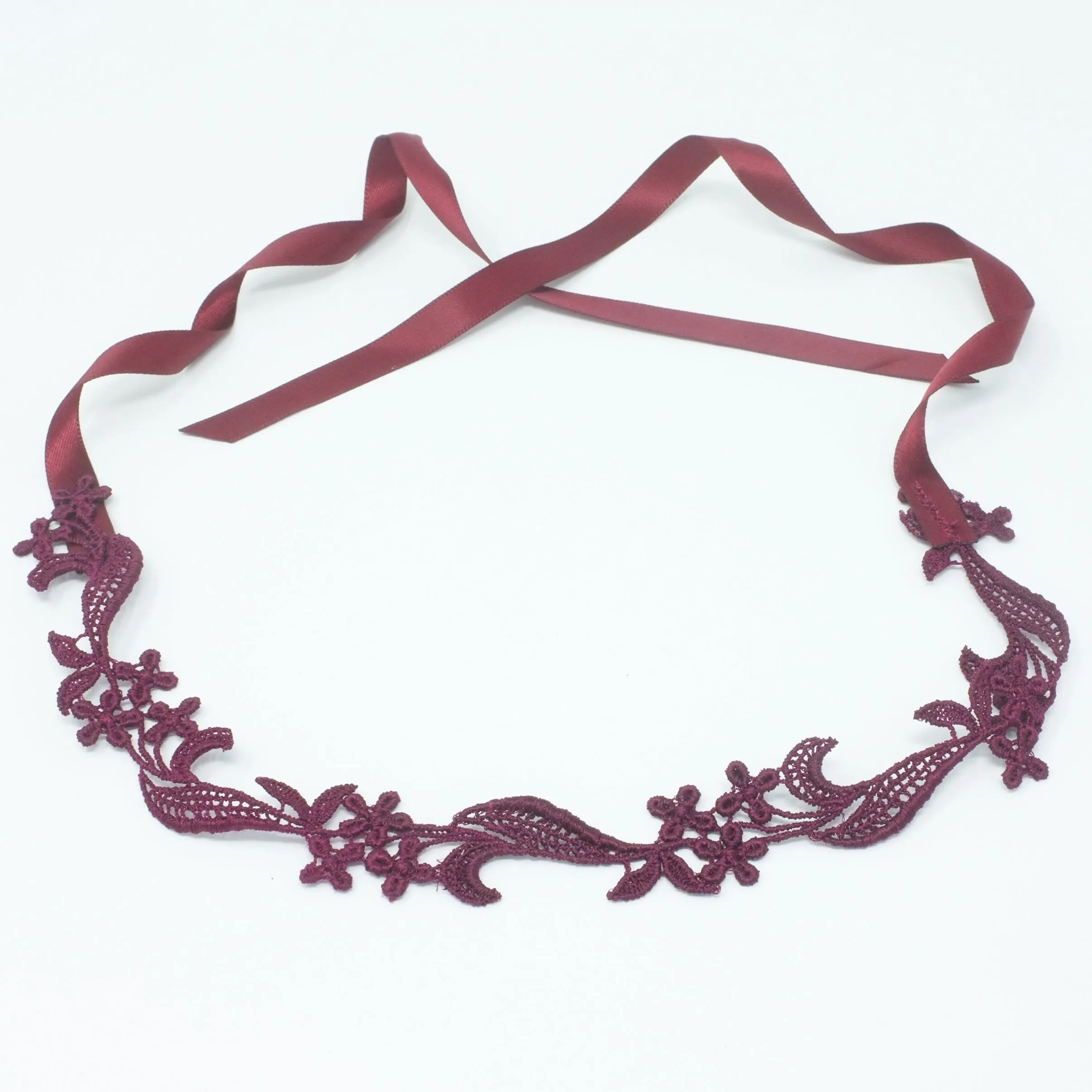 Sophia Burgundy Floral Choker Necklace