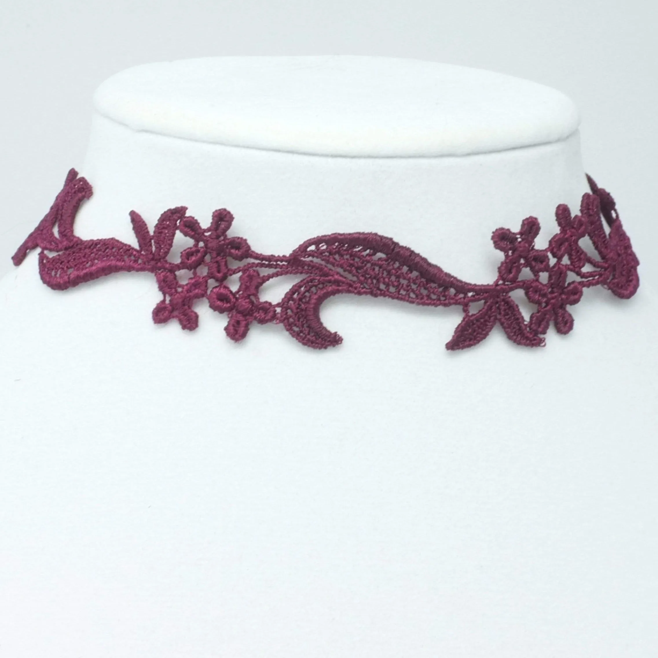 Sophia Burgundy Floral Choker Necklace