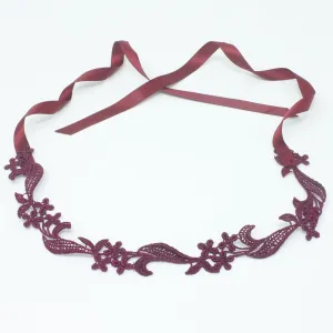 Sophia Burgundy Floral Choker Necklace