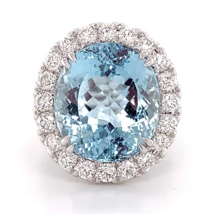 Spectacular 12.51carat Aquamarine & Diamond Cocktail Statement Ring
