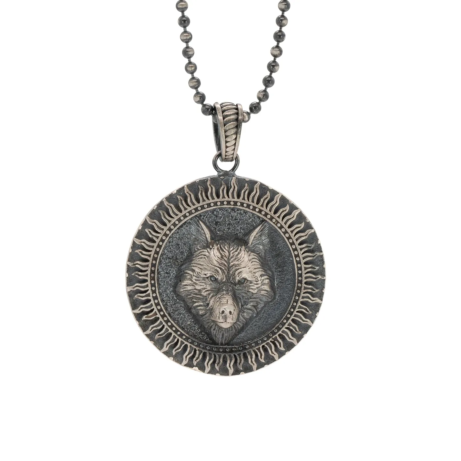 Spirit Animal Wolf Symbol Pendant Sterling Silver Necklace