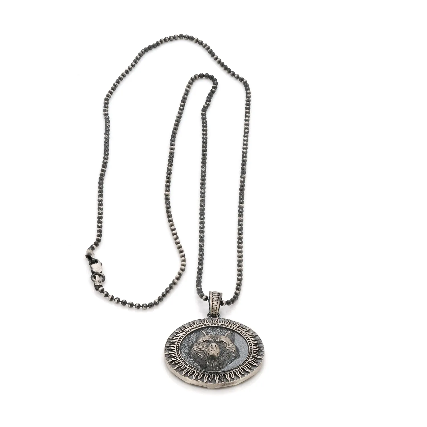 Spirit Animal Wolf Symbol Pendant Sterling Silver Necklace