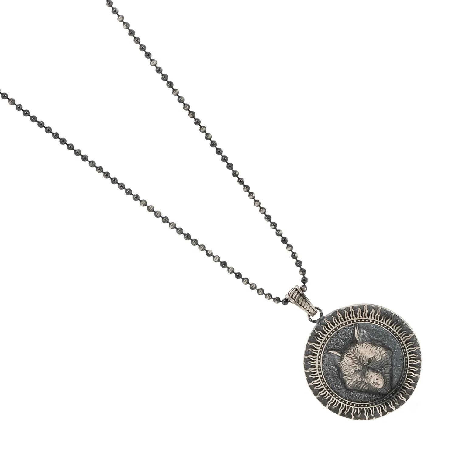 Spirit Animal Wolf Symbol Pendant Sterling Silver Necklace