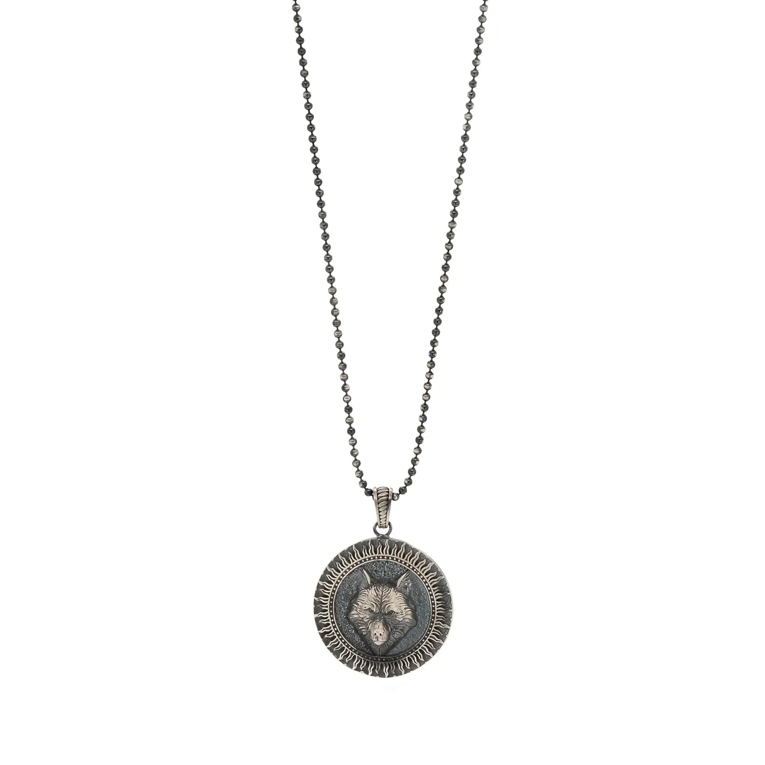 Spirit Animal Wolf Symbol Pendant Sterling Silver Necklace