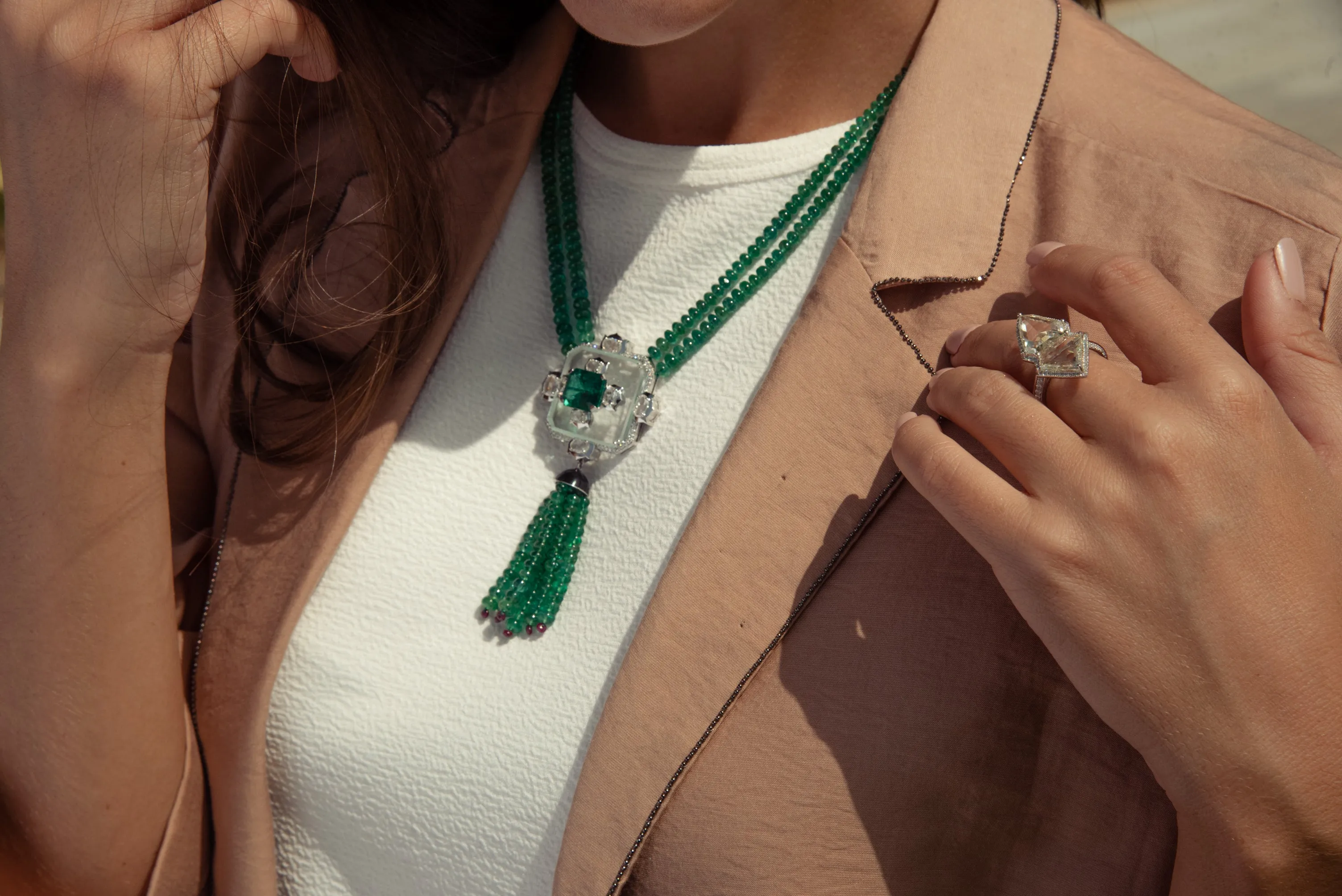 Statement Emerald, Ruby & Diamond Necklace
