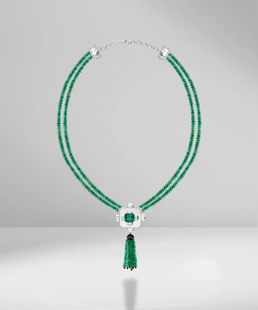Statement Emerald, Ruby & Diamond Necklace