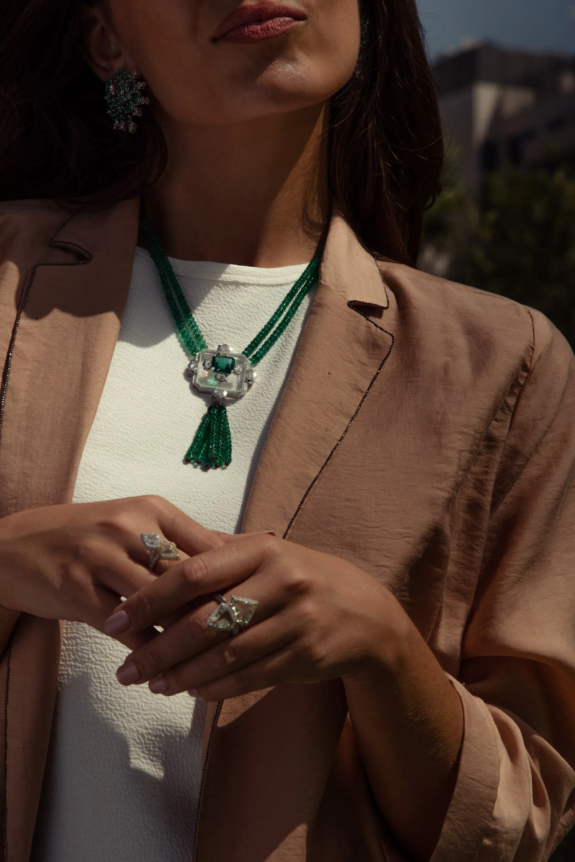 Statement Emerald, Ruby & Diamond Necklace