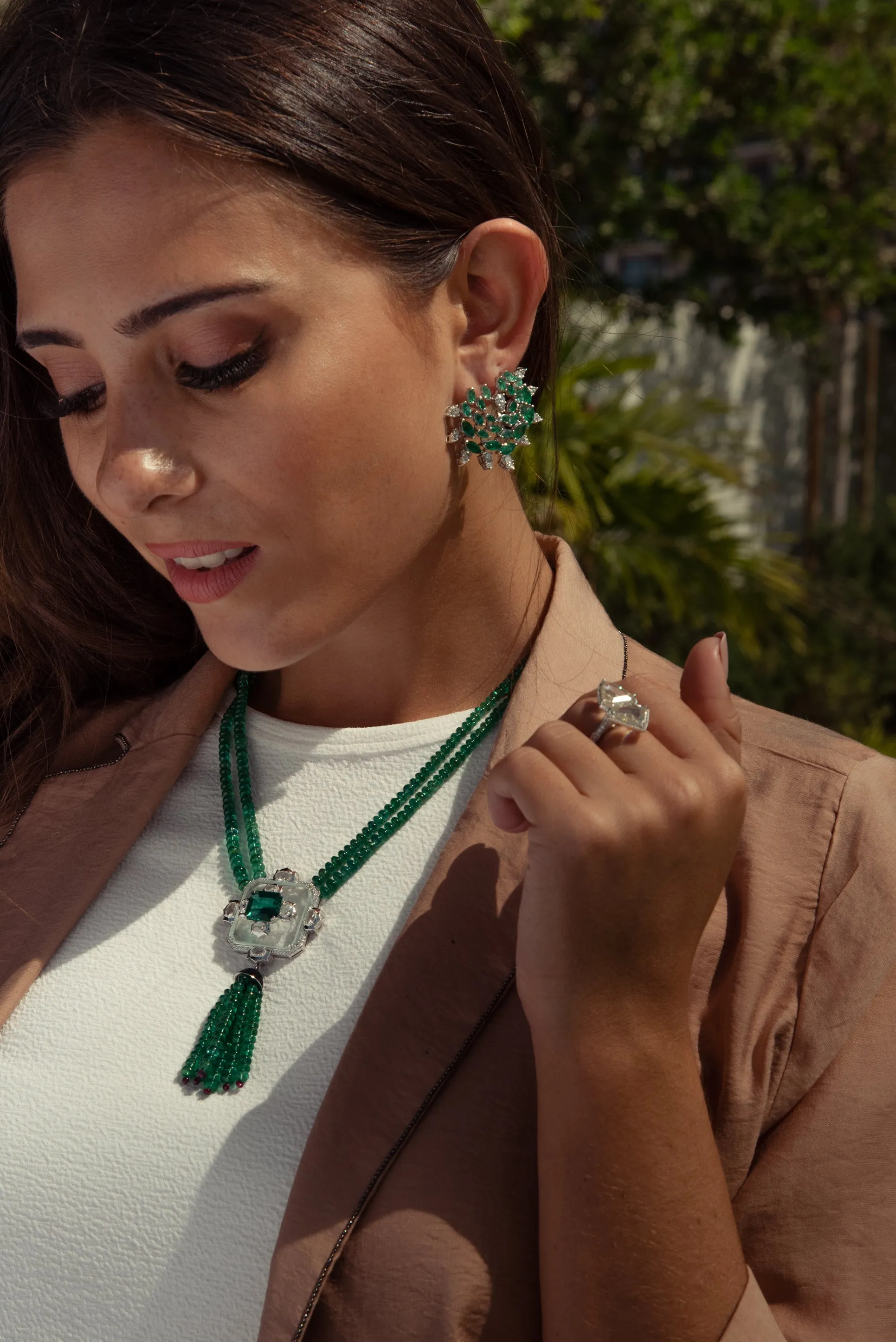 Statement Emerald, Ruby & Diamond Necklace
