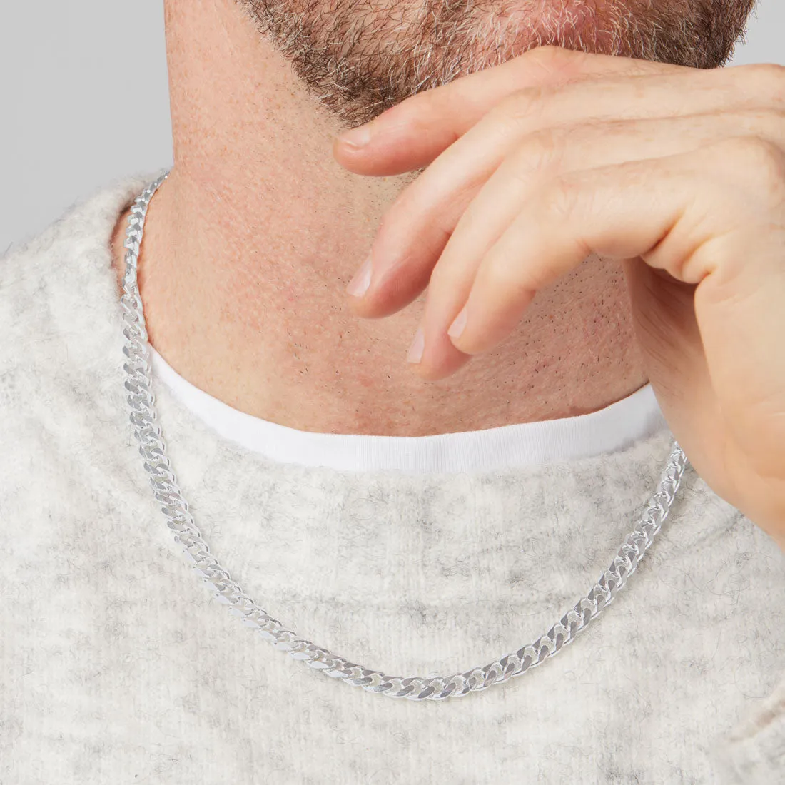 Sterling Silver 55cm Flat Curb Necklace